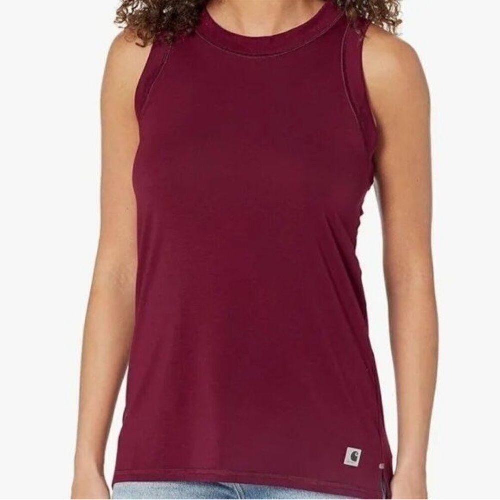 CARHARTT LWD Relaxed Fit Sleeveless Tank Top Burgundy Purple Women’s Size Medium